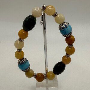 🐱 5 for $10.  Goldtone Glass Bead Stretch Bracelet